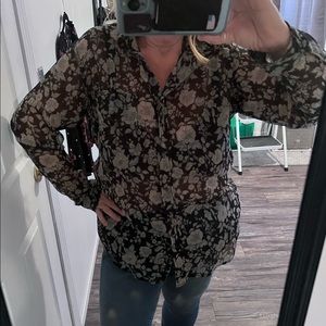 Denim & Supply slightly sheer button up blouse